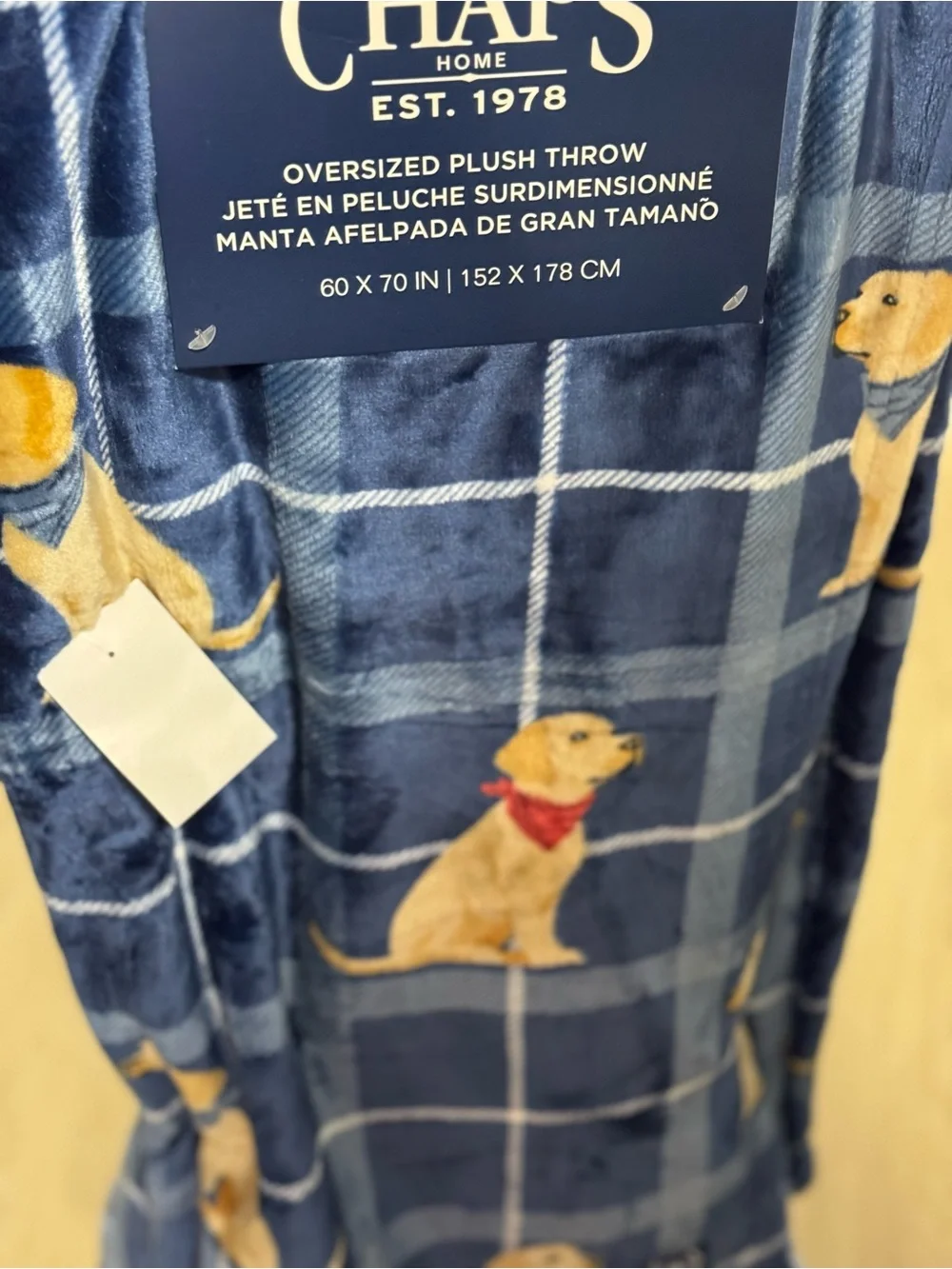 Chaps Oversized Plush Throw Blanket Dog Print